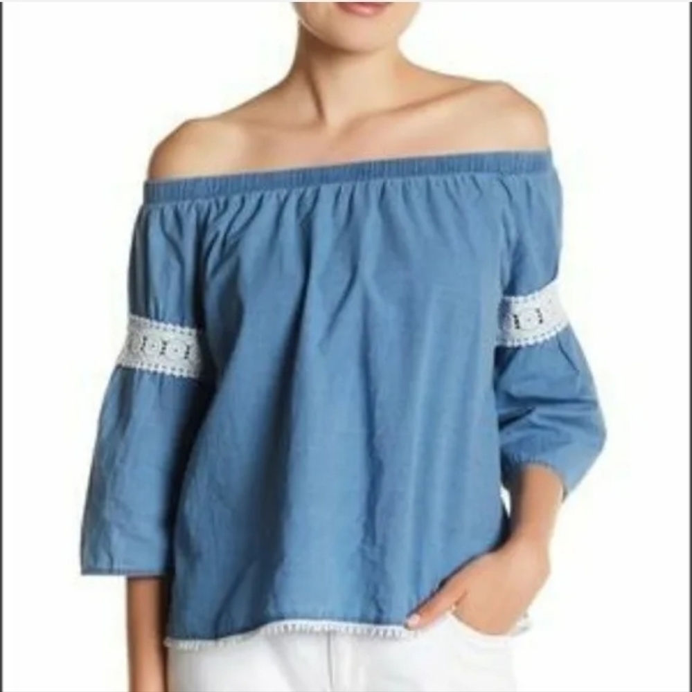 Joe's Chambray Off‎ Shoulders Top